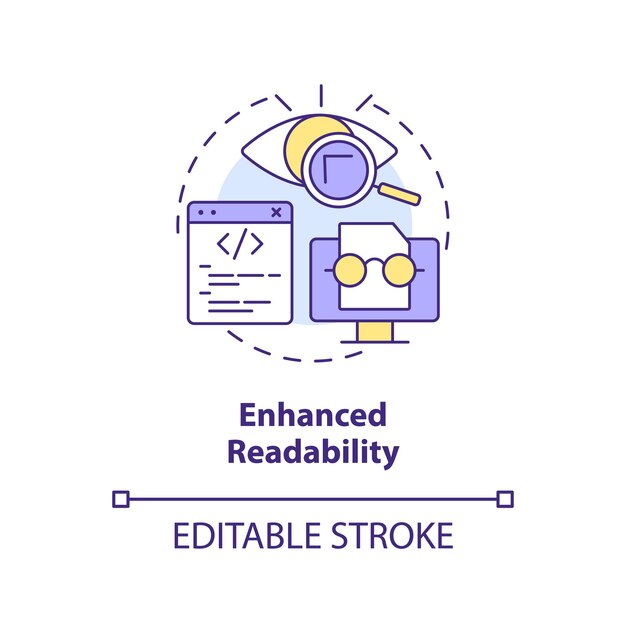 Enhanced code readability concept icon