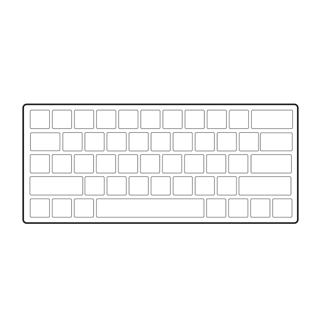 Enkel isolerad konturikon av tangentbord i kompakt storlek, en datorsymbol
