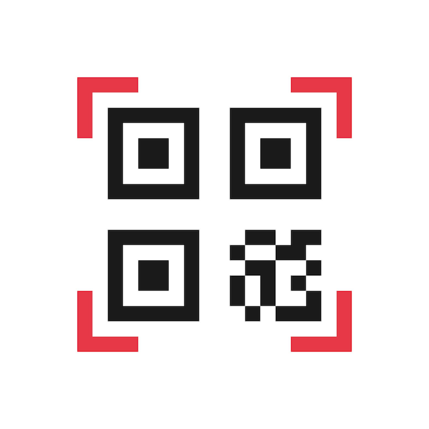 Enkel QR-kod vektor design med röd ram