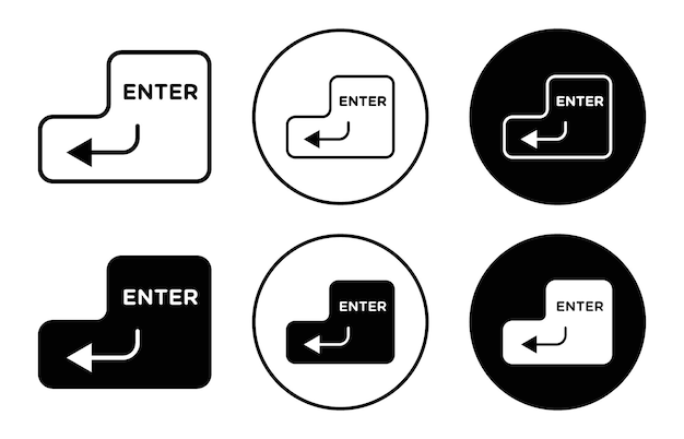 Enter keyboard key icon collection of outline thin line symbol or sign