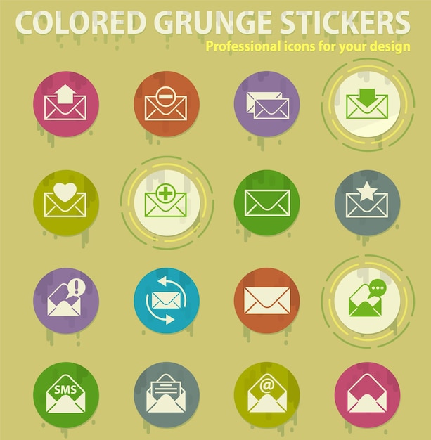 Envelope colored grunge icons
