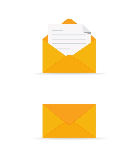 Envelope icon set flat style simple design stock illustration