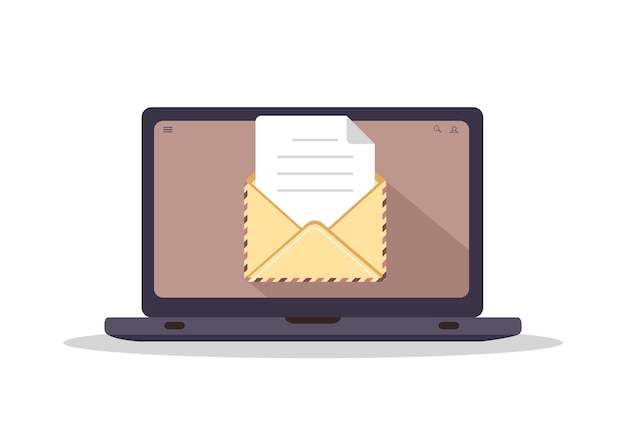 Envelope on computer screen. Concept of sending or receiving email.