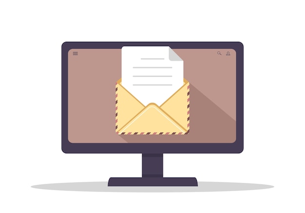 Envelope on computer screen. Concept of sending or receiving email.
