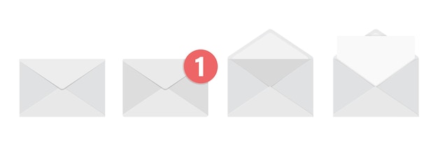 Envelope with letter icons set in flat style Email document vector illustration on isolated background Postcard sign business concept