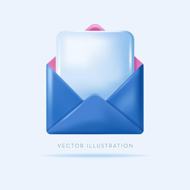 envelope with paper document icon 3d realistic vector isolated illustration