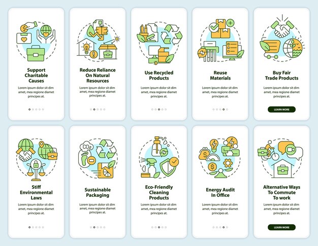 Environmental business onboarding mobile app screen set