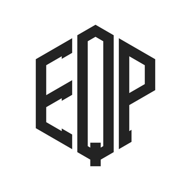 eqp logo design initial letter eqp monogram logo using hexagon shape