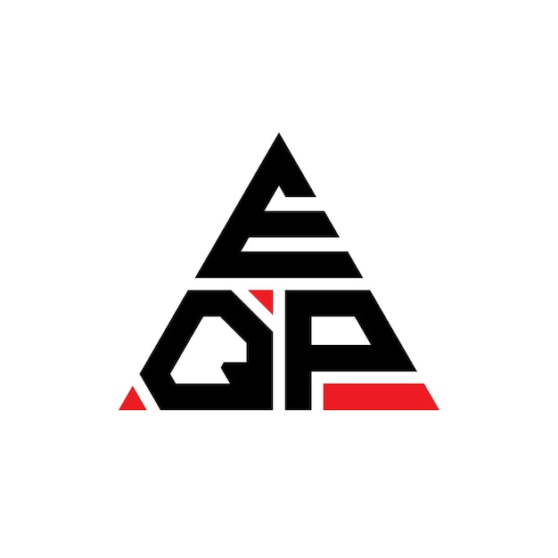 EQP triangle letter logo design with triangle shape EQP triangle logo design monogram EQP triangle vector logo template with red color EQP triangular logo Simple Elegant and Luxurious Logo