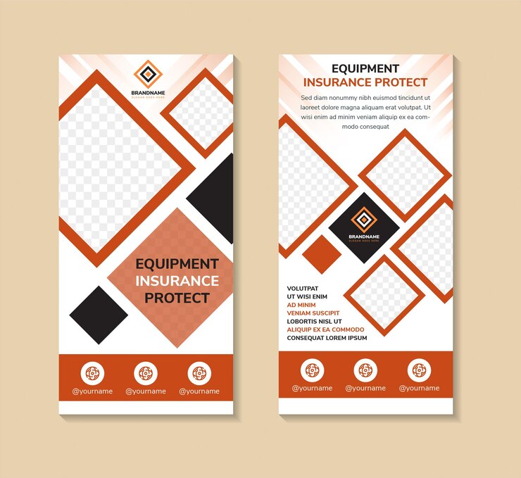 Vektör equipment insurance protect roll up banner template for a report and brochure design flyer leaflet