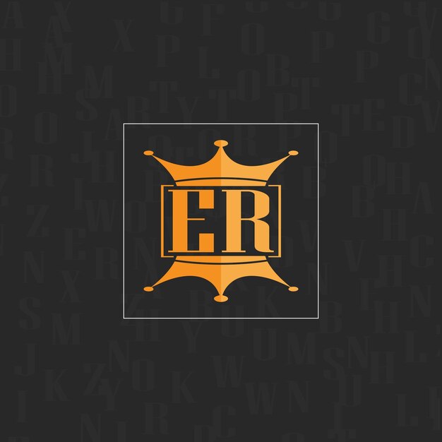 ER initial monogram logo with square style design