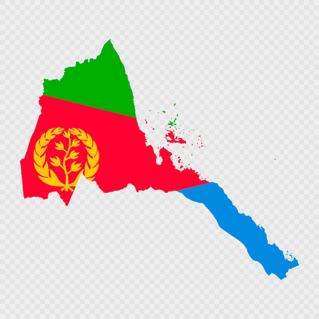 Eritrea map silhouette with flag