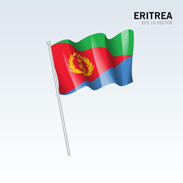 eritrea waving flag isolated on gray 