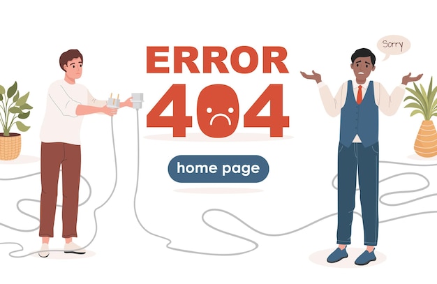 Error landing page vector flat template with text space man
