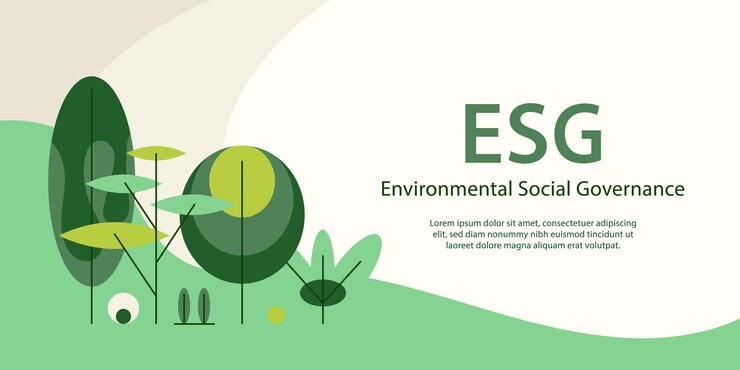 Vektör esg ekoloji arka planı, iş ve organizasyon, çevre, sosyal yönetim, sürdürülebilirlik