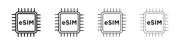 ESIM icon linear logo isolated