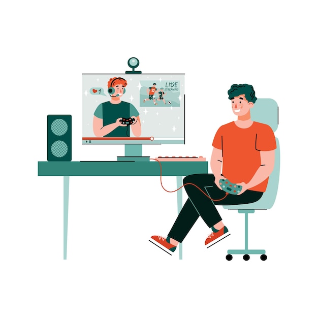 Esport game online competition with gamers cartoon vector illustration isolated