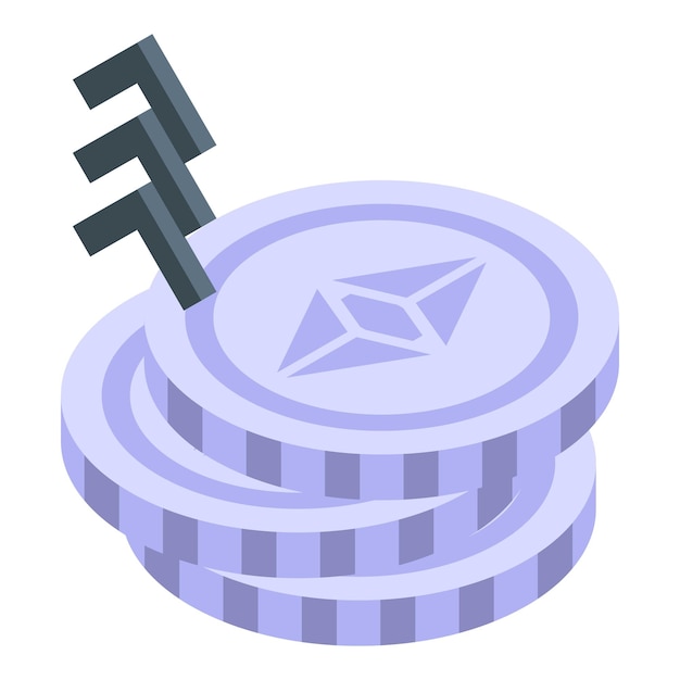 Ethereum key unlocking stack of cryptocurrency coins