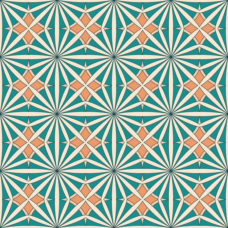 Ethnic ornamental seamless pattern in green and orange colors