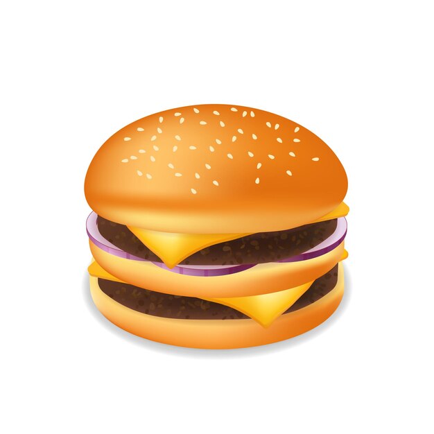 Etli ve peynirli hamburger veya çizburger Fast food yemeği çizimi