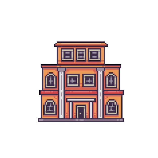 europe building architecture in pixel art style
