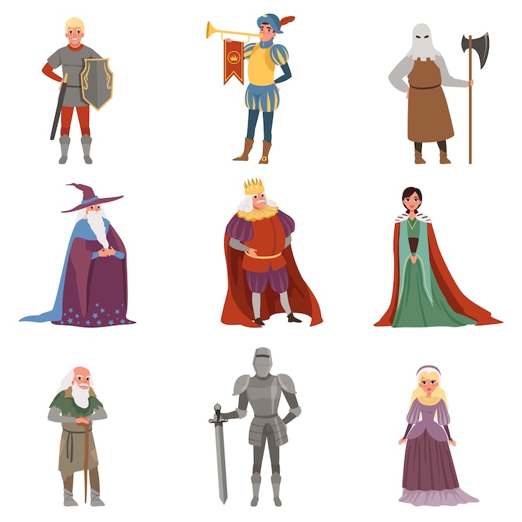 Vektör european middle ages historic period elements illustrations