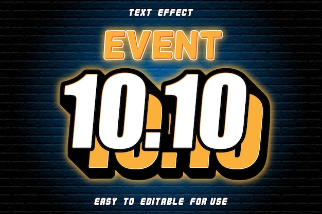 event 10.10 editable text effect emboss neon style