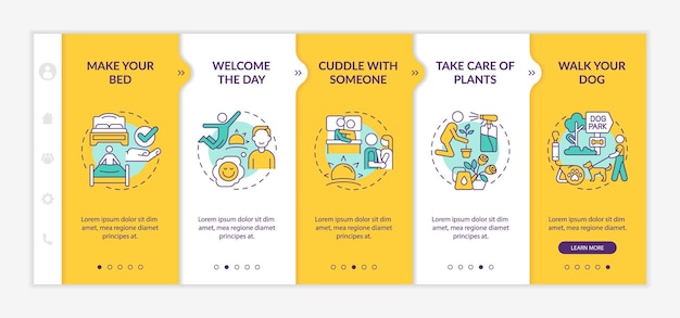 Everyday routine tips yellow onboarding template