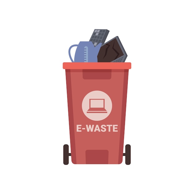 Ewaste garbage bin with computer and kettle