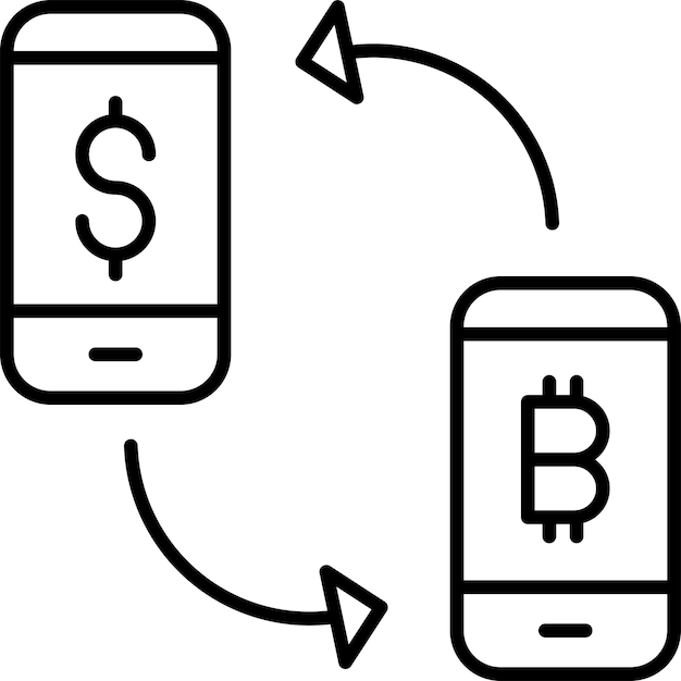 exchange bitcoin Outline vector illustration icon