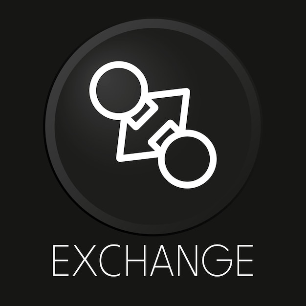 Exchange minimal vector line icon on 3D button isolated on black background Premium VectorxA