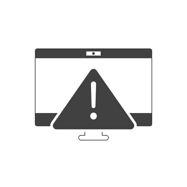 Exclamation danger sign on PC attention sign icon Hazard warning attention sign