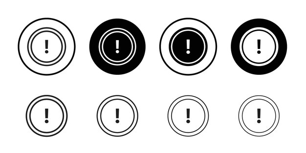 Exclamation icon outline set sign
