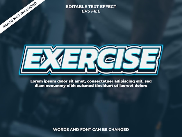 exercise text effect, font editable, typography, 3d text. vector template