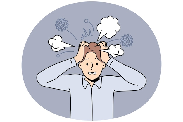 Exhausted businessman suffer from nervous breakdown