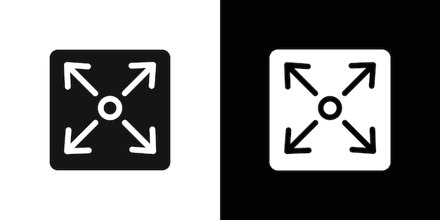 Expand arrows icon flat line symbol set