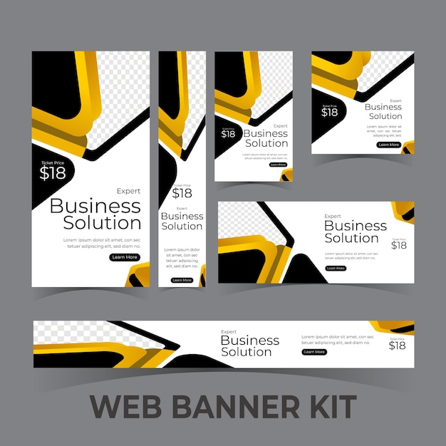 Expert Business Solution service web banner design kit template