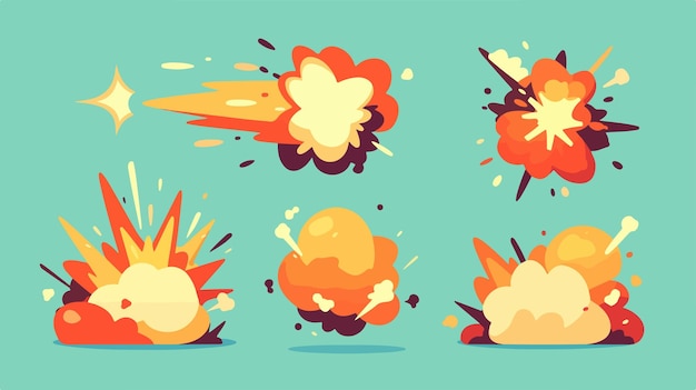 Explosive Message Set Icon in Flat Style Vector