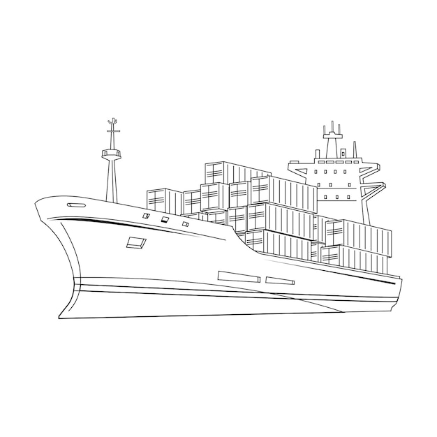 Export Ship outline vector art