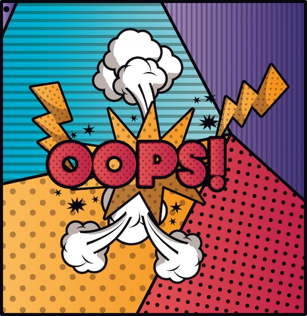 expression bubble with oops pop art style