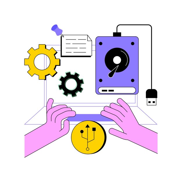 External hard drive abstract concept vector illustration