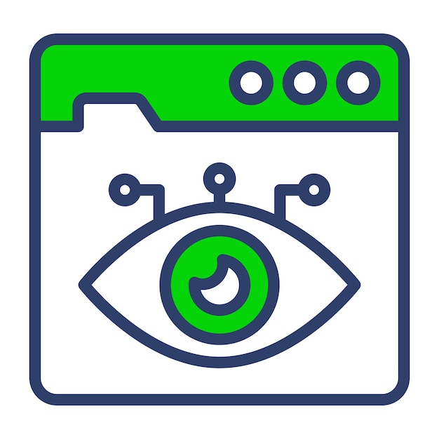 Eye on webpage denoting concept of website monitoring vector easy to use icon