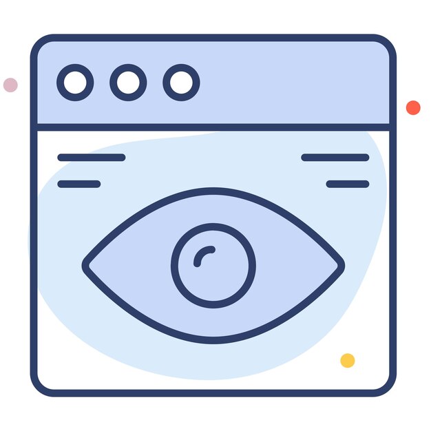 Eye on webpage denoting concept of website visibility vector easy to use icon