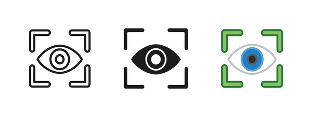 Eye scan frame icon Vision symbol Biometric eye scanner vector illustration Sight and perception