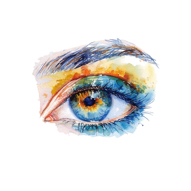 eye vector illustration in watercolor style