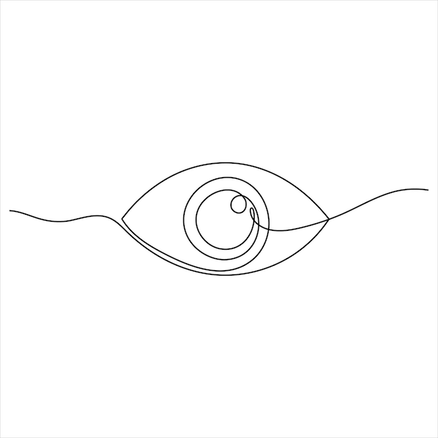 eye watch continuous single line drawing of minimalist eye with retina outline design vector