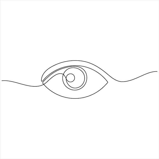 eye watch continuous single line drawing of minimalist eye with retina outline design vector