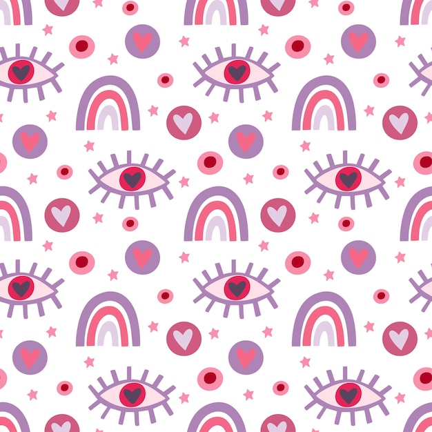 Eyes rainbows hearts valentines day scandinavian style perfect for fabric wrapping paper tex