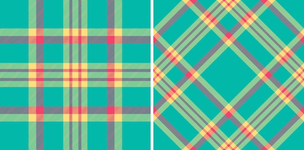 Fabric vector background of check plaid textile with a pattern seamless texture tartan Set in rainbow colors Invitation card design ideas
