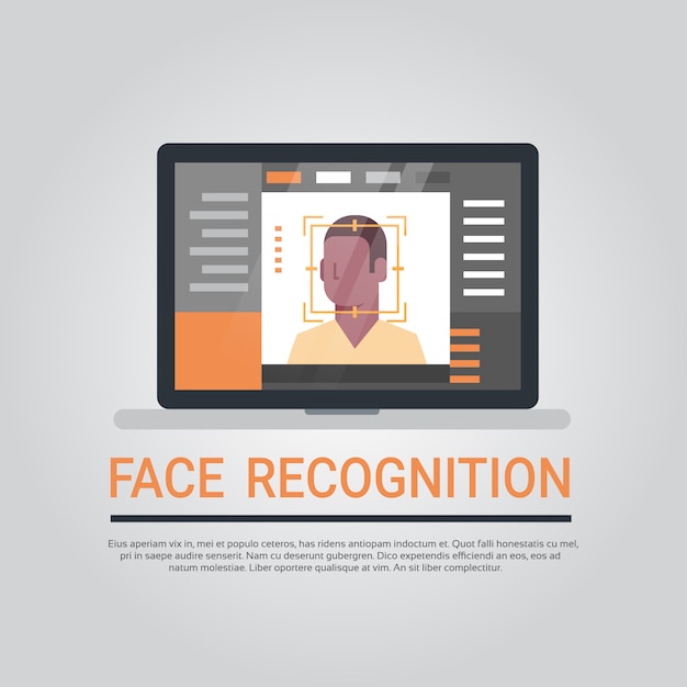 Face Recognition Technology Laptop Computer Security System Scanning African American Male User Biom